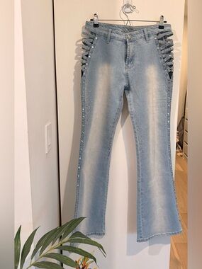 Y2K cutout rhinestone denim